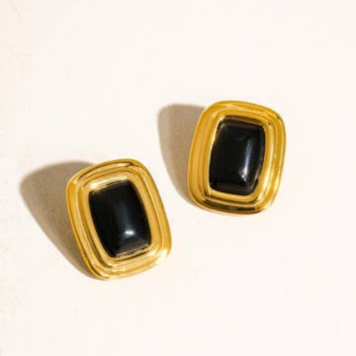 Flanerie by MAIQ Petra 18K Gold Non-Tarnish Classic Square Stone Earring by Flanerie by MAIQ