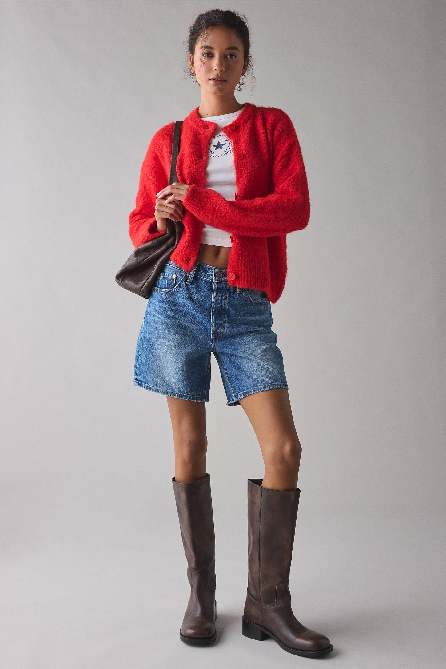 BDG Cosy Crew Cardi in Red