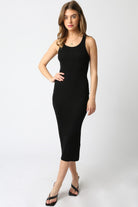 GOLDEN Jezebel Ribbed Racerback Bodycon Dress Black