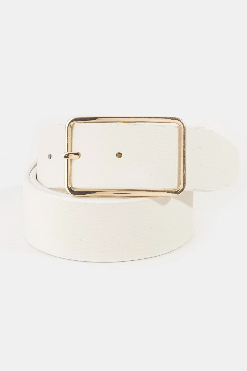 GOLDEN Faux Leather Rectangle Cutout Buckle Fashion Belt