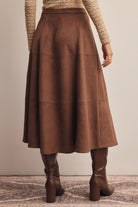 Forte Stretched Suede A-Line Midi Skirt by Forte