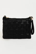 GOLDEN Verenice Leather Basket Weave Hand Bag Black