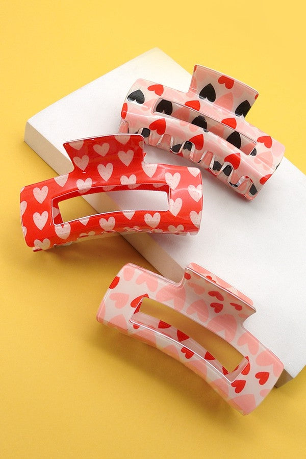 JOSSLYN by Wall to Wall Rectangle Heart Hair Claw Clips