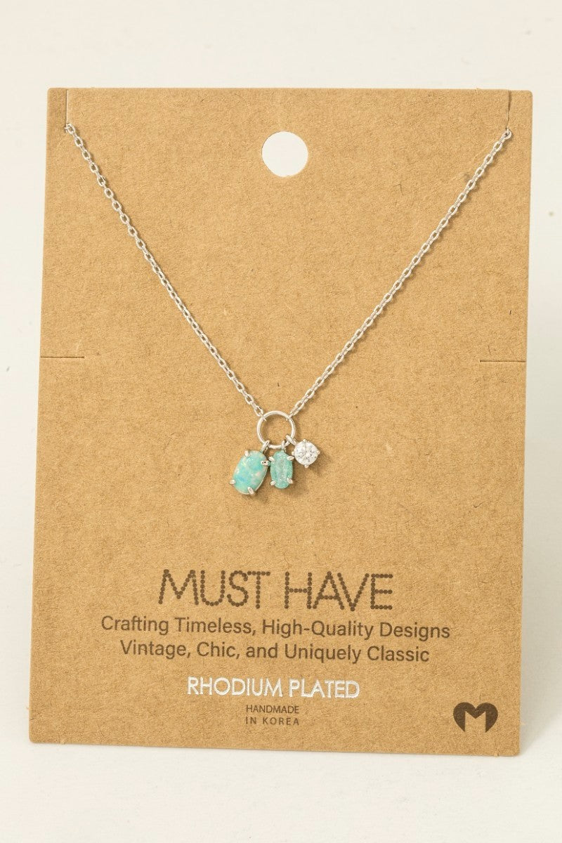 GOLDEN Dainty Opal Crystal Charm Necklace
