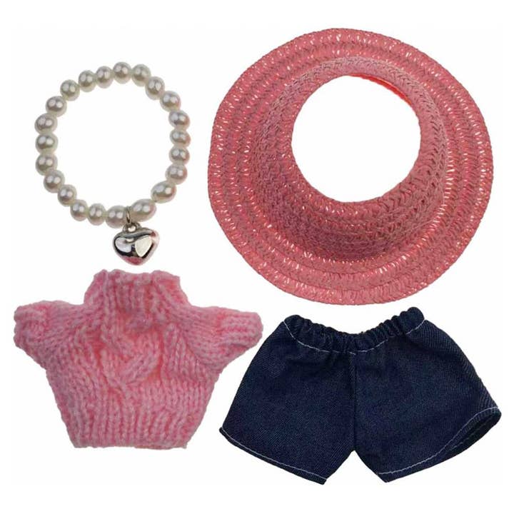 anbfashion Mini Doll Sunhat Sweater Denim Pants Outfit  Set 103