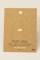 GOLDEN Gold Dipped Opal Studded Evil Eye Charm Necklace Gold