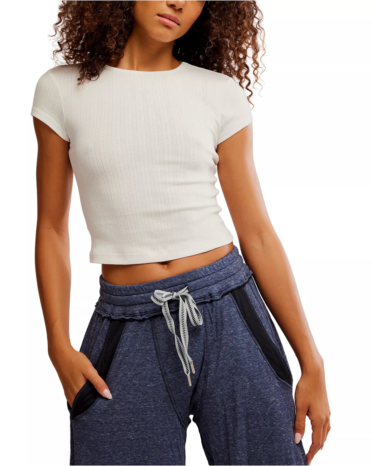 Free People Wait A Minute Baby Tee Oatmeal