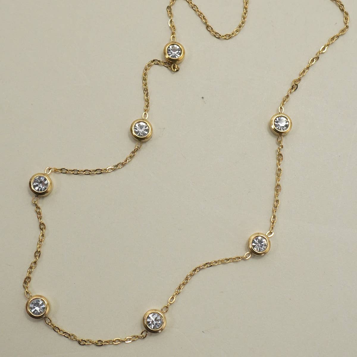 JOSSLYN by Wall to Wall 18K Stainless Steel Tarnish Free Rhinestone Necklace Gold -  40NK9543