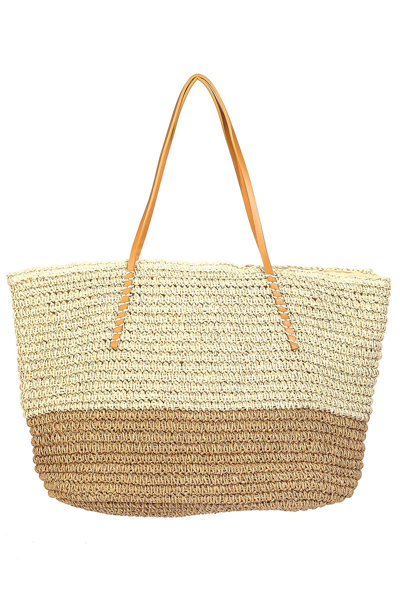 GOLDEN Armel Straw Braided Beach Tote Bag