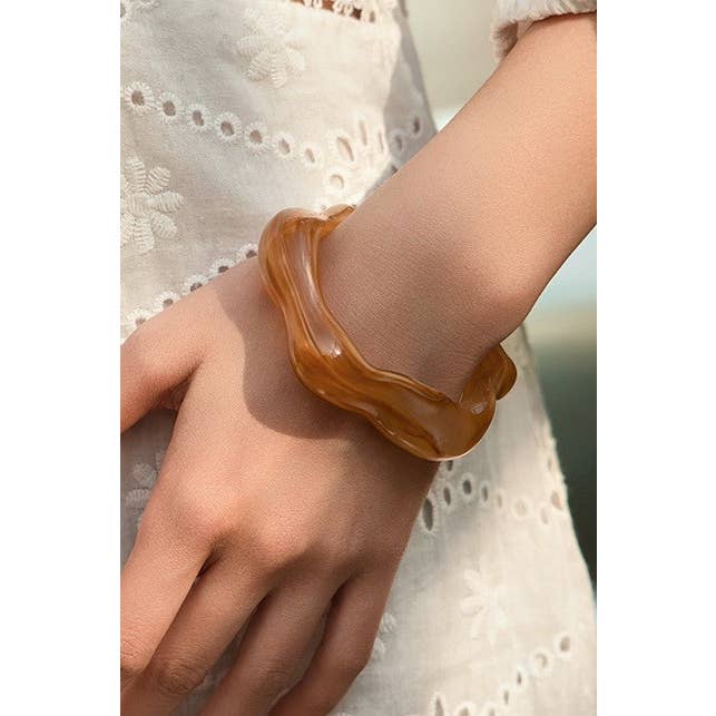JOSSLYN by Wall to Wall Acrylic Wavy Bamboo Cuff Bracelet