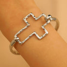JOSSLYN by Wall to Wall Hammered Open Cross Bangle | 40B5235 by JOSSLYN by Wall to Wall