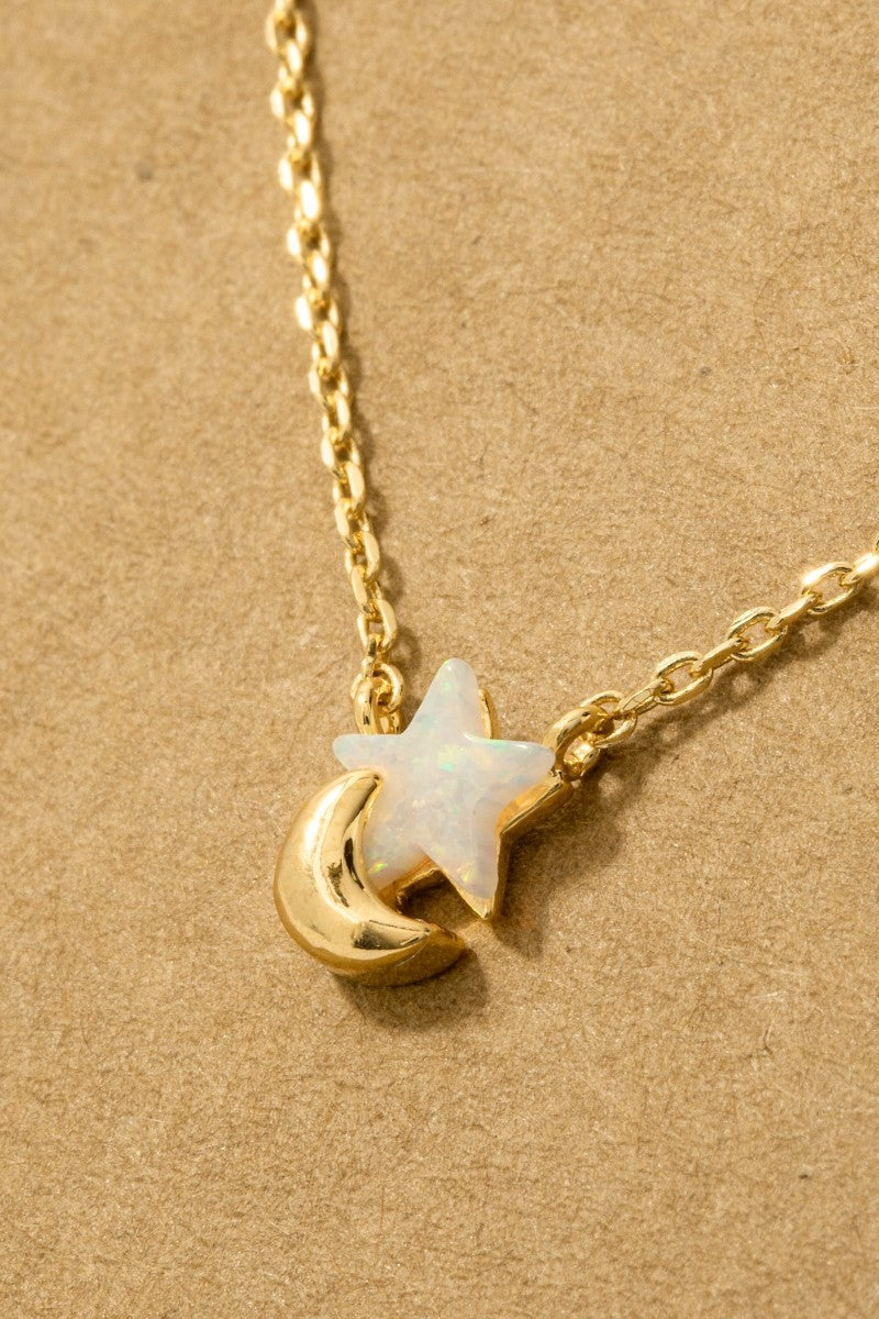 GOLDEN Gold Dipped Mini Star Moon Charm Necklace
