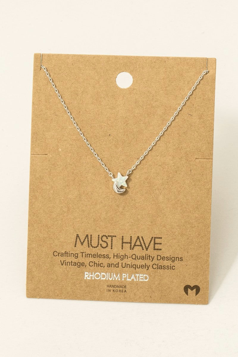 GOLDEN Gold Dipped Mini Star Moon Charm Necklace