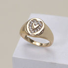 JOSSLYN by Wall to Wall Rhinestone Heart Signet Ring Gold