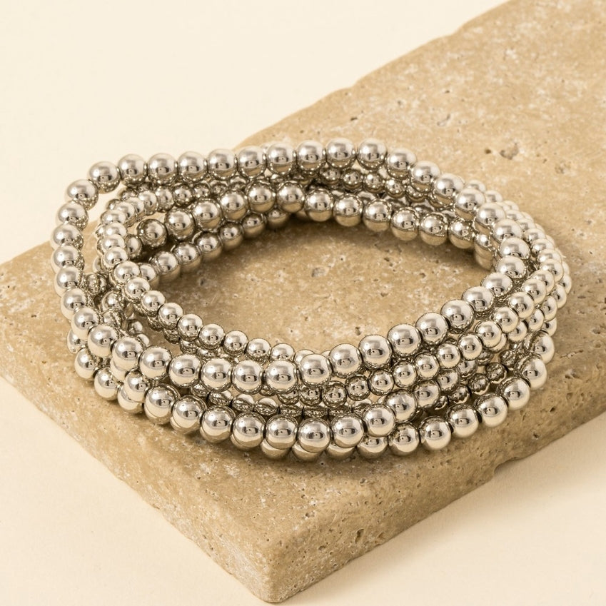 Anarchy Street Gold Dipped Ball Bead Bracelet Set Silver