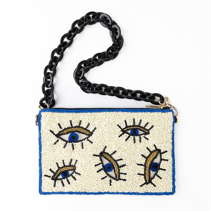 Ink + Alloy Elenor Embroidered Beaded Bags Evil Eye