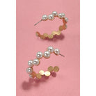 JOSSLYN by Wall to Wall Pearl Zig Zag Hoop Earrings Gold