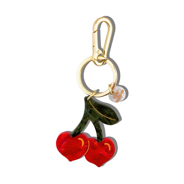 Solar Eclipse Hand-Painted Cherry Hearts Bag Charm + Keychain by Solar Eclipse