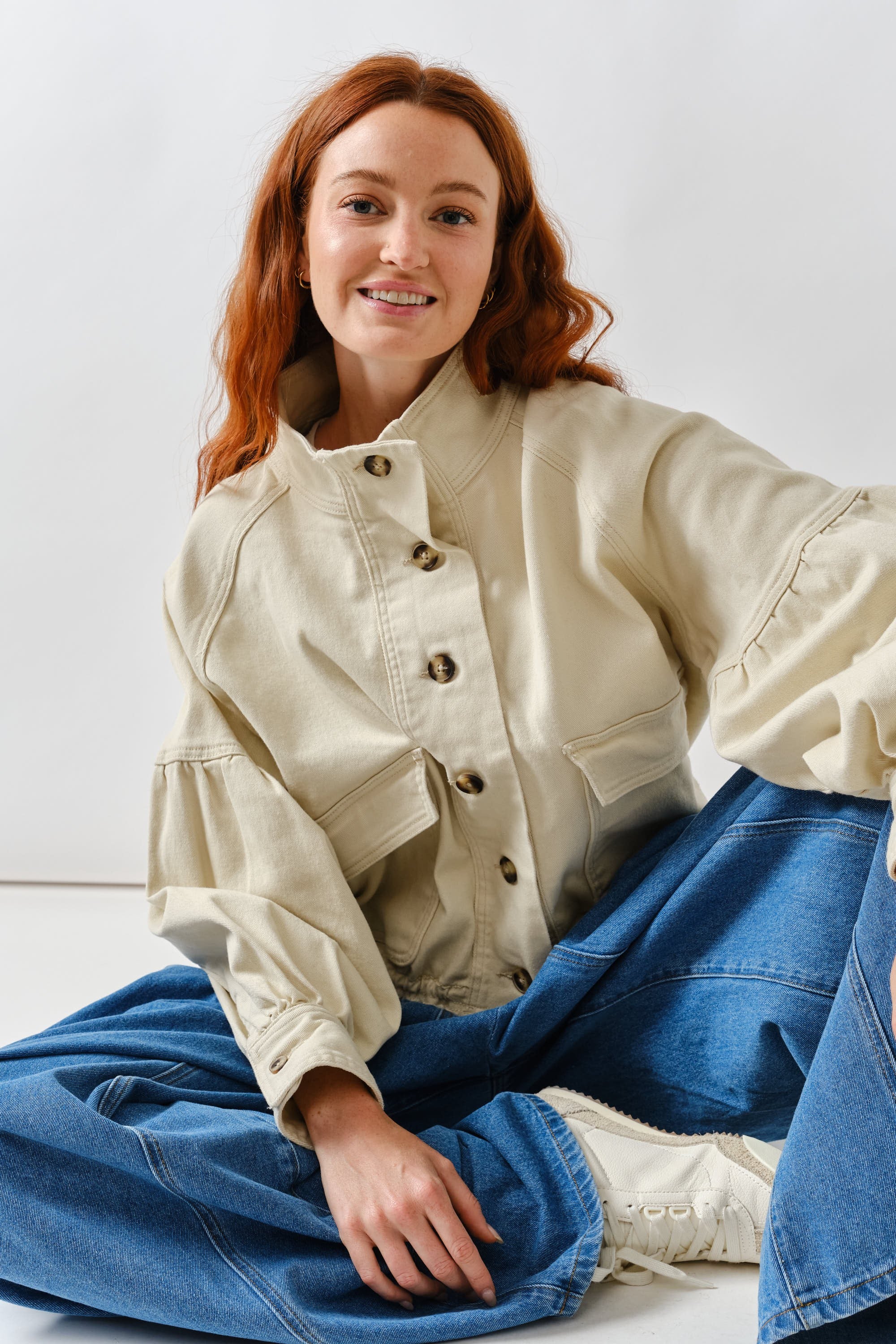 GOLDEN Damilola Balloon Sleeve Twill Jacket
