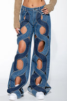 YAZ. Angela Asymmetrical Open Front Wide Legs Denim Jeans