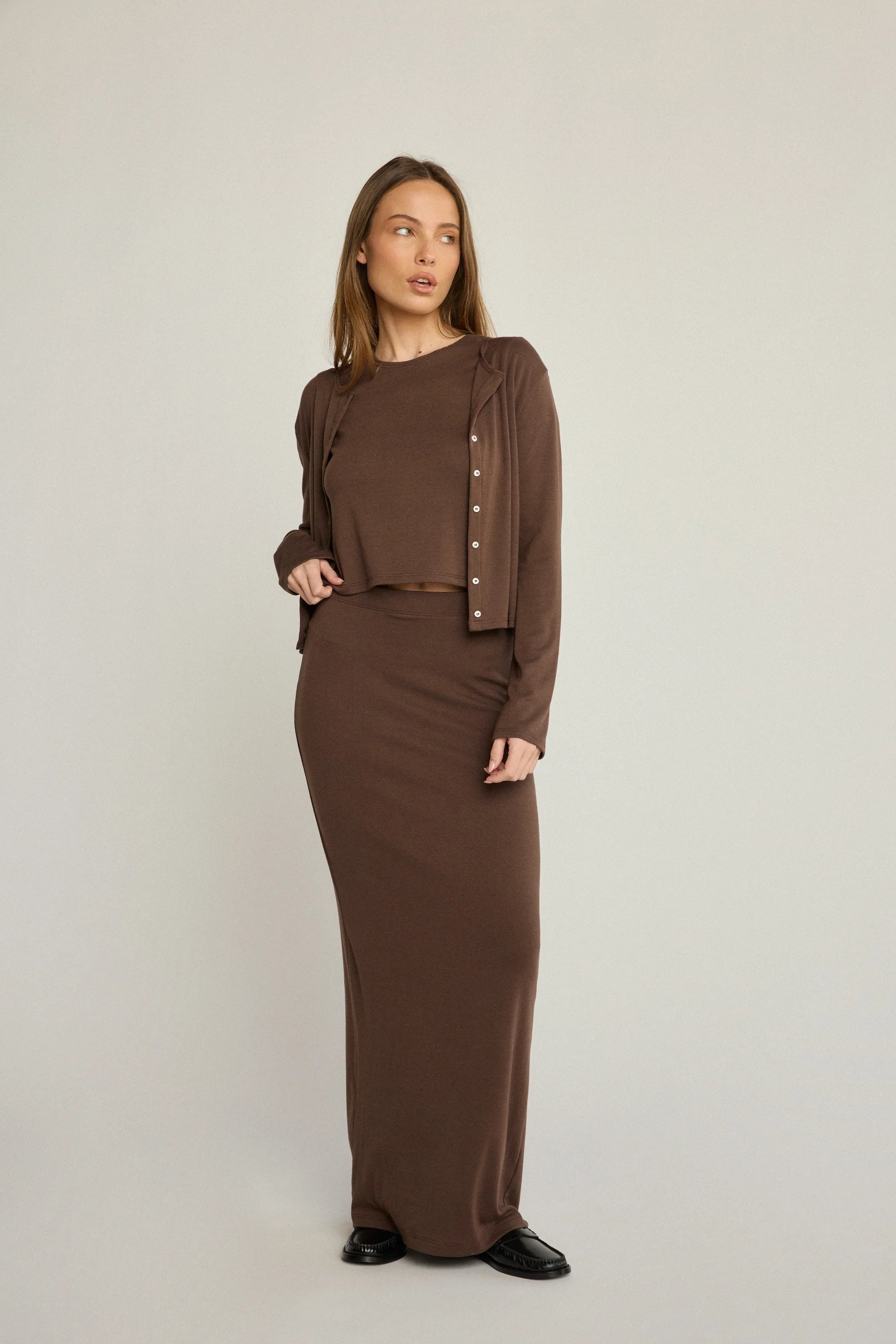Sunday Ritual Elise Maxi Skirt in Chocolate