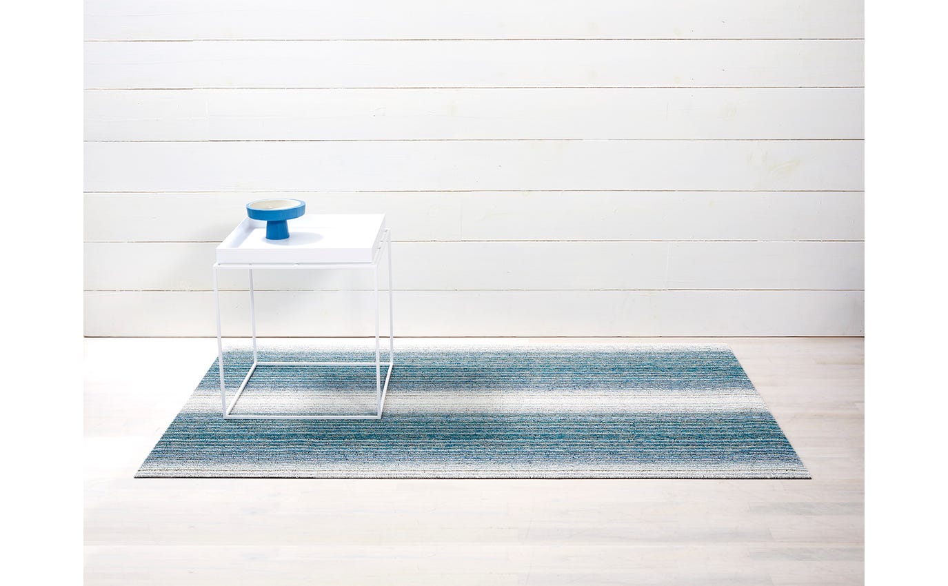 Chilewich Fade Stripe Shag Doormat 18x28 Lagoon