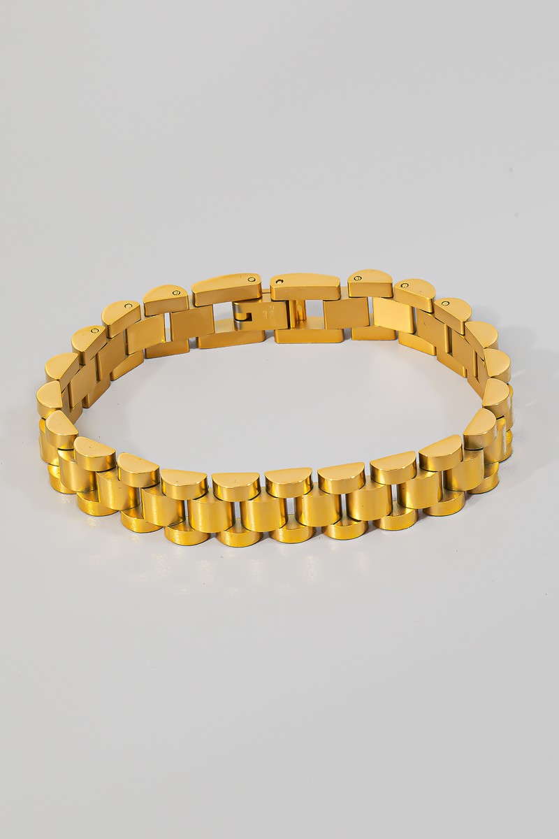 GOLDEN Lucette Wide Rounded Watch Chain Bracelet