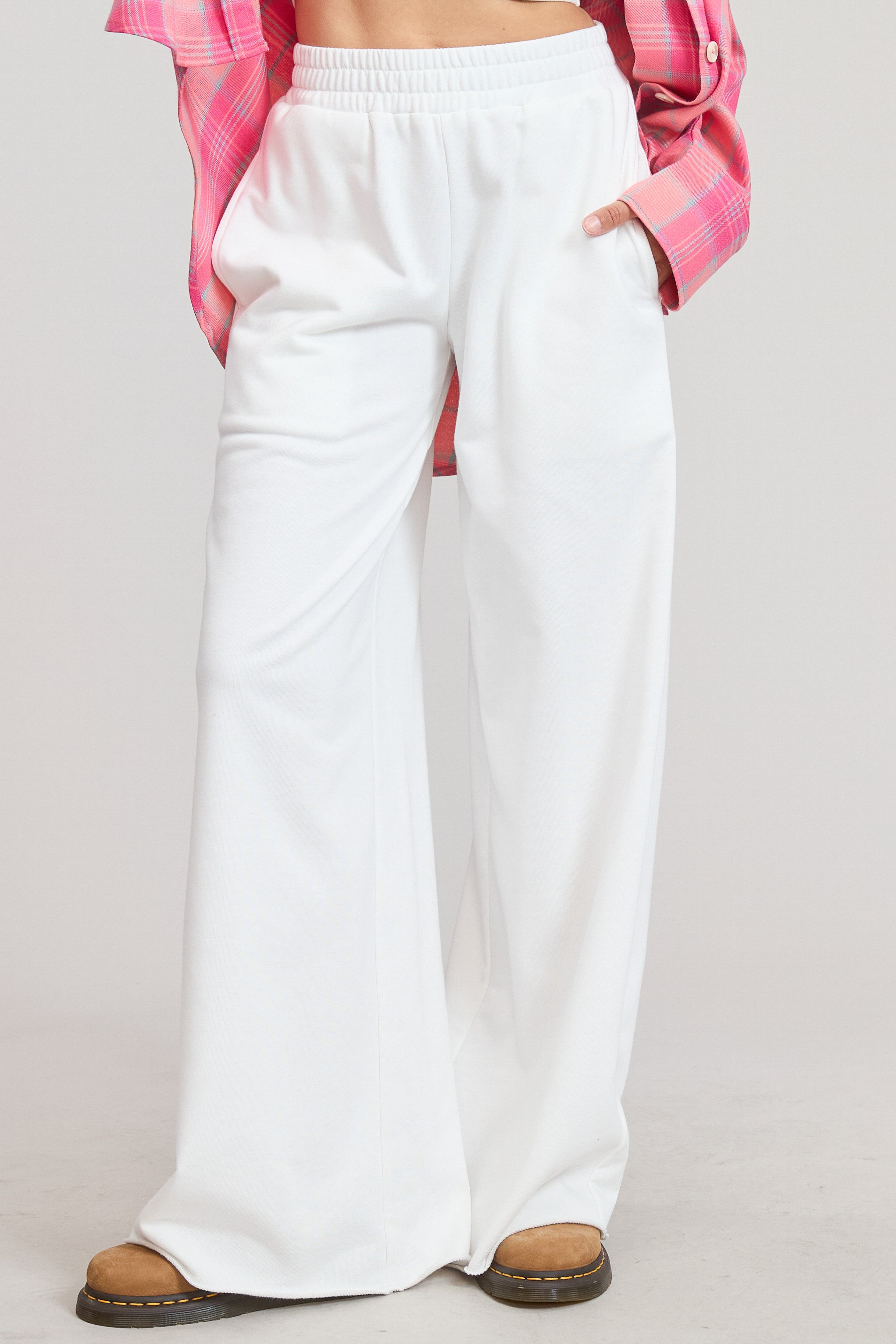 GOLDEN Vanessa Wide Leg Cotton Jogger Sweatpants Ivory