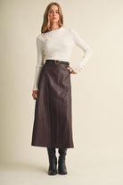 Mustard Seed Asymmetric Seam Coated Knit Skirt by Mustard Seed