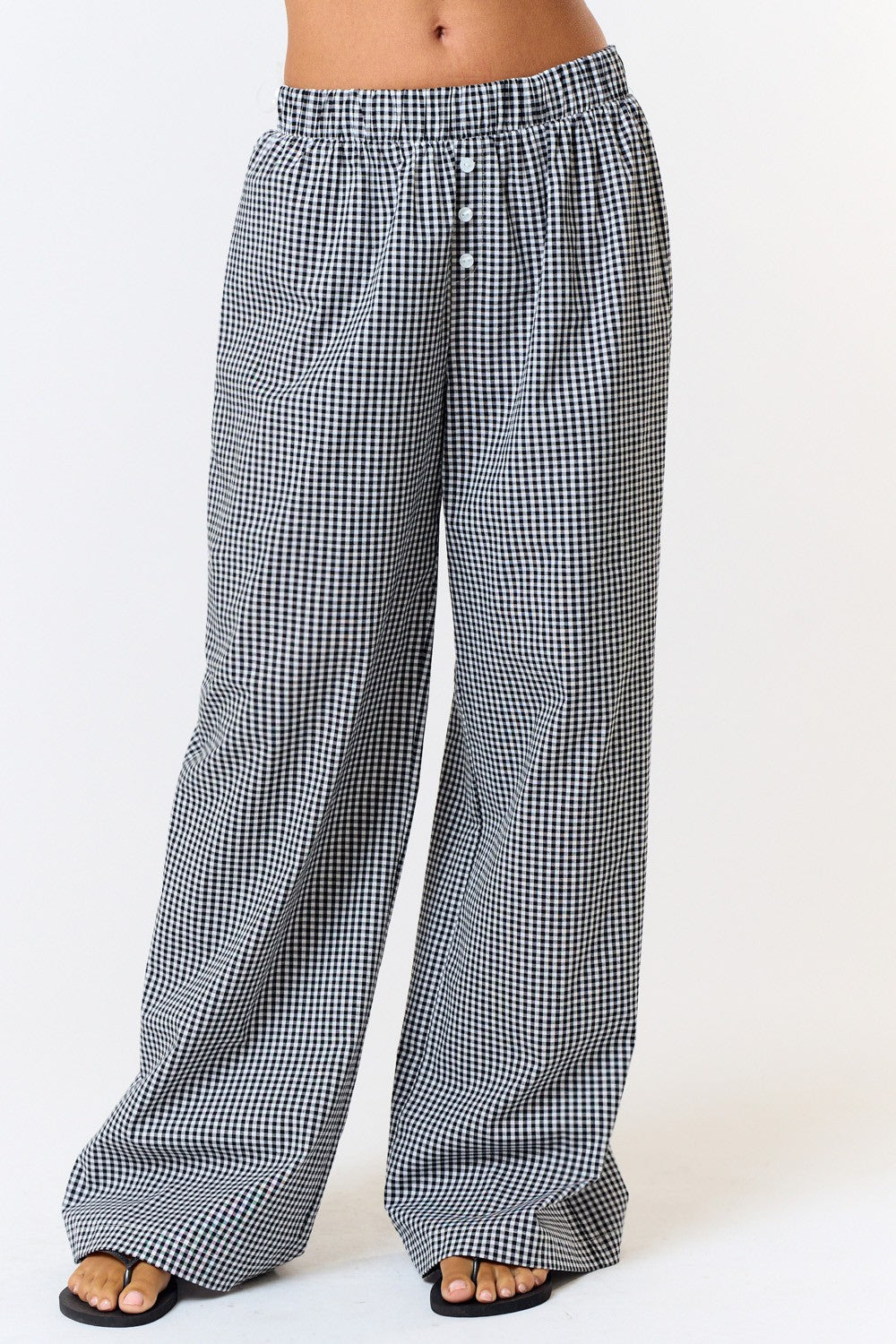 GOLDEN Briana Gingham Check Pant Black White
