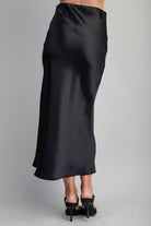 GOLDEN Nela Midi Satin Skirt Black