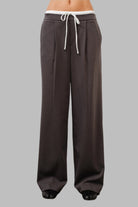 GOLDEN Kara Satin Waistband Trouser Charcoal