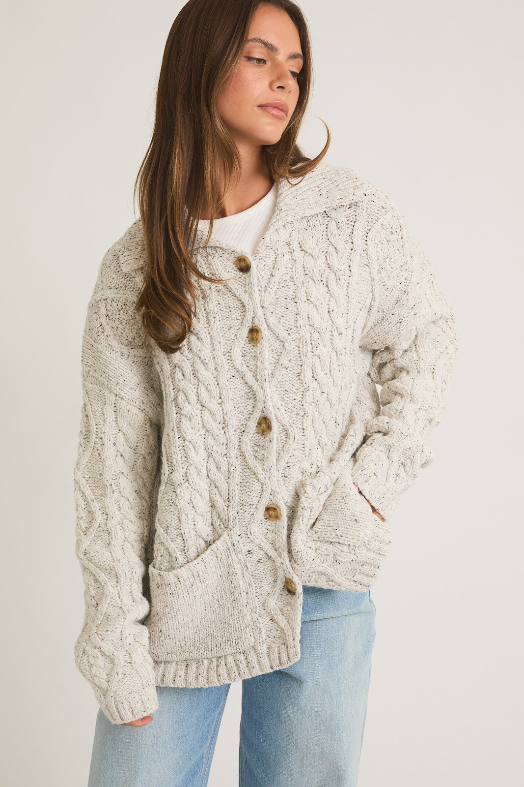 GOLDEN Cherille Front Pocket Oversized Cardigan