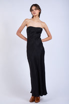 GOLDEN Lilibet Night Out Satin Tube Midi Dress Night Aura
