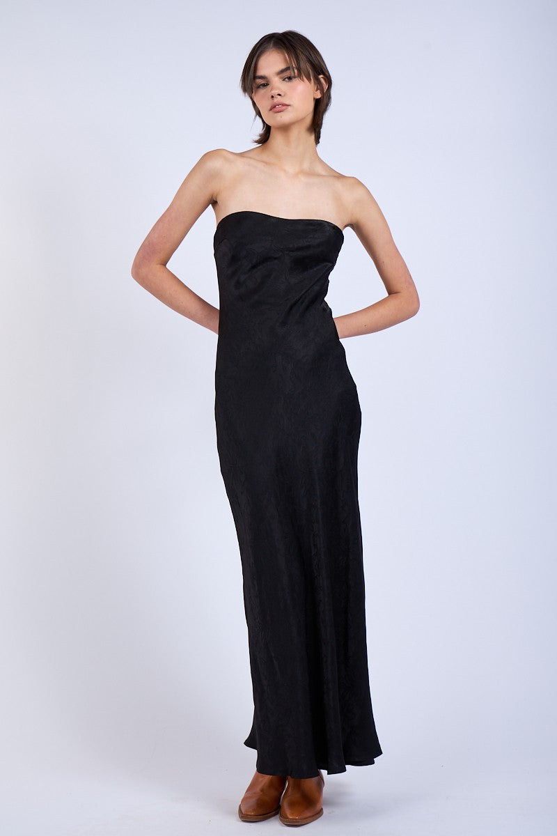 GOLDEN Lilibet Night Out Satin Tube Midi Dress Night Aura