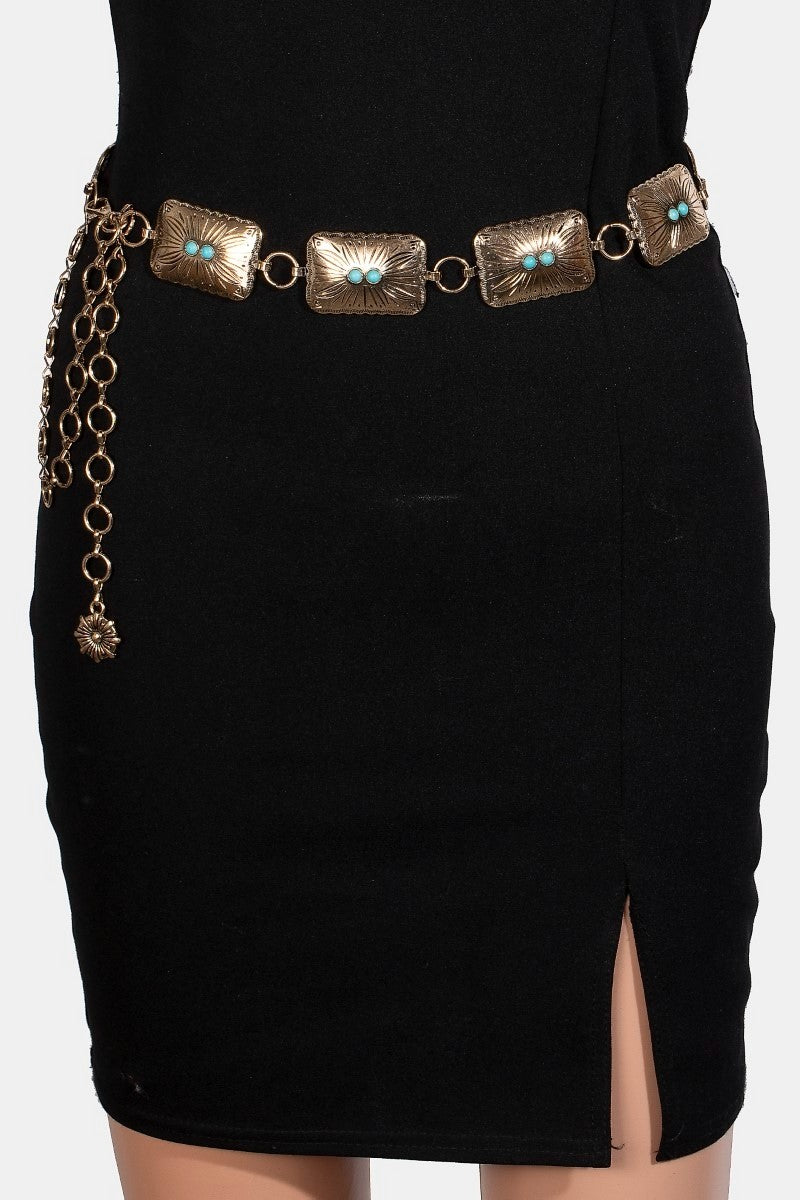 GOLDEN Square w/ Turquoise Belt