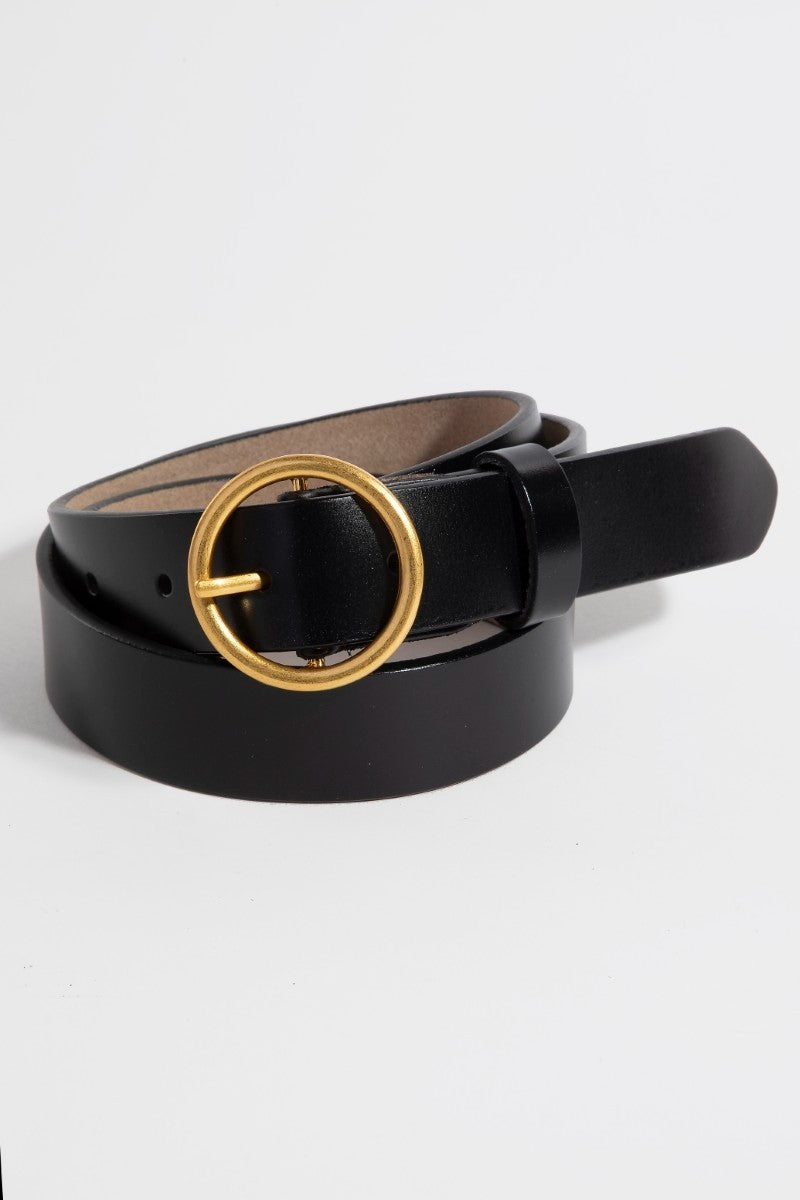 GOLDEN Romane Round Ring Buckle Leather Belt