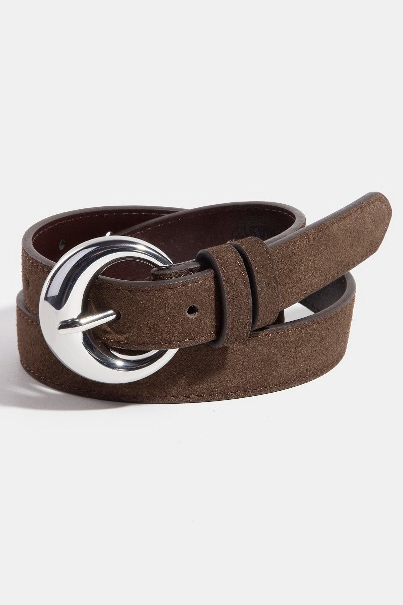 GOLDEN Petronille Round Buckle Rough Leather Belt