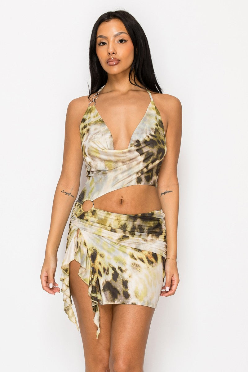 YAZ. Sabrina Cowl Neck With O-ring Side Cutout Mini Dress