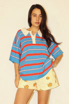 GOLDEN Celine Colorful Striped Polo Top