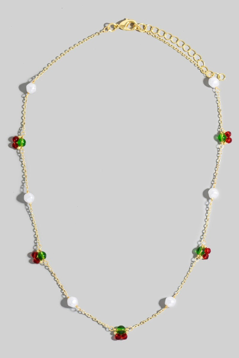 GOLDEN Vincencia Pearl And Beaded Cherry Station Chain Necklace