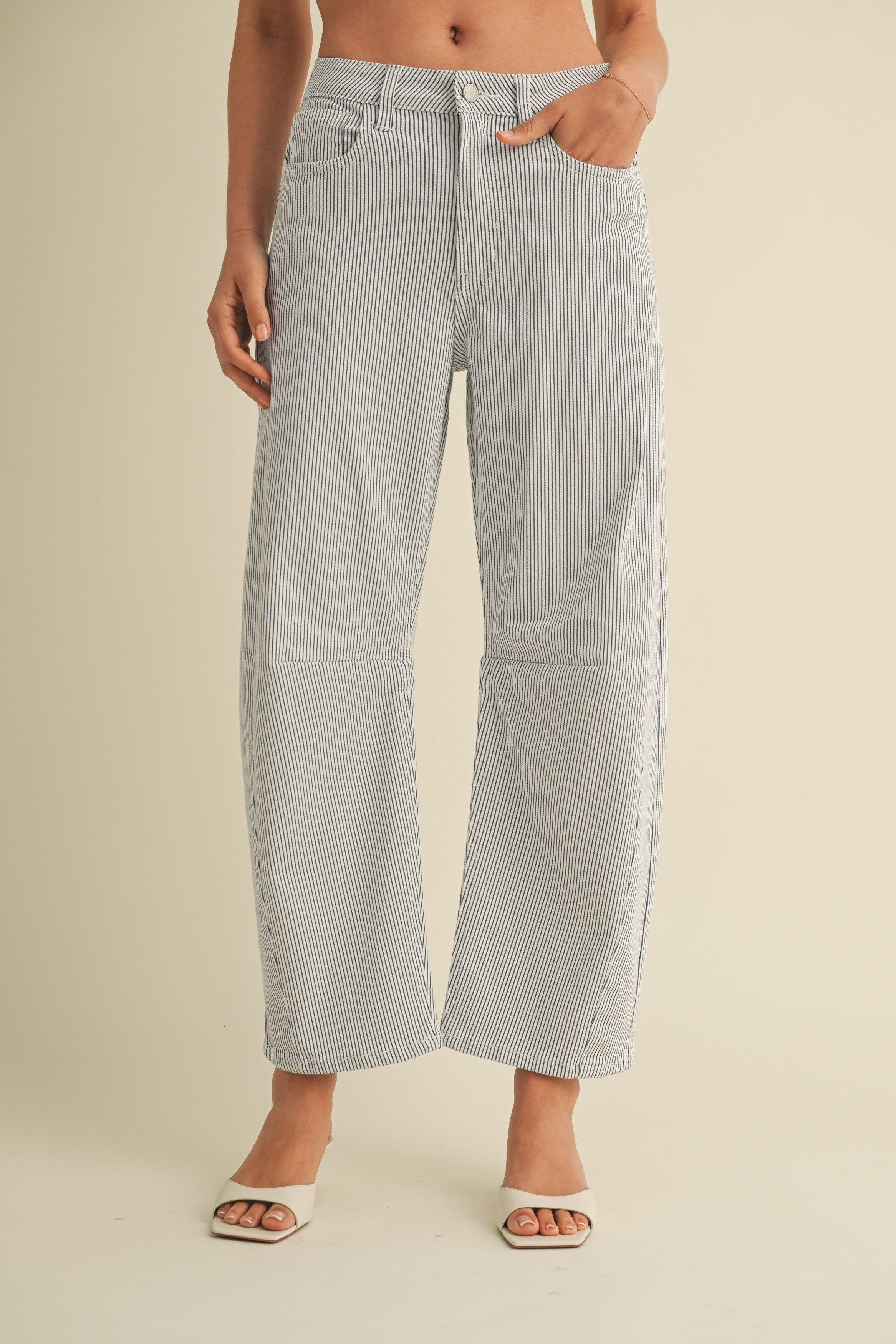 GOLDEN Janie Barrel Jean Blue Stripe