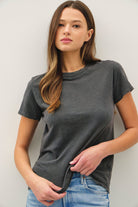 GOLDEN Amabel Classic Acid Wash Cotton T-Shirt Charcoal