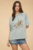 GOLDEN Vanilla Rodeo Western Relaxed SS Knit T-Shirt Olive