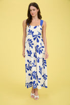 GOLDEN Minette Leaf Print Back Tie Empire Waist Mini Dress