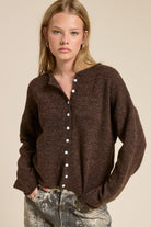 GOLDEN Pilialoha Essential Button Down Cardigan Top Walnut