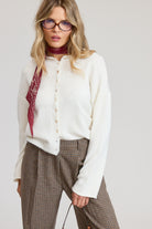 GOLDEN Pilialoha Essential Button Down Cardigan Top Ivory