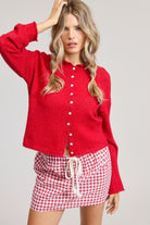 GOLDEN Pilialoha Essential Button Down Cardigan Top Red