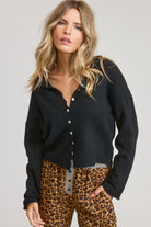 GOLDEN Pilialoha Essential Button Down Cardigan Top Black
