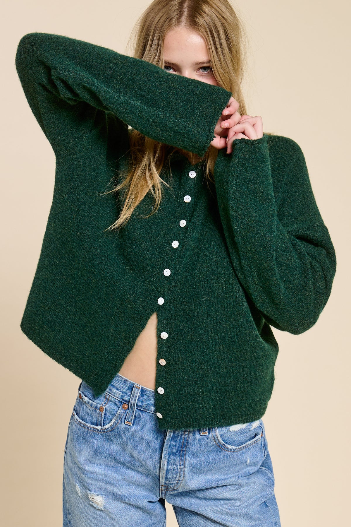 GOLDEN Pilialoha Essential Button Down Cardigan Top by Mimosa